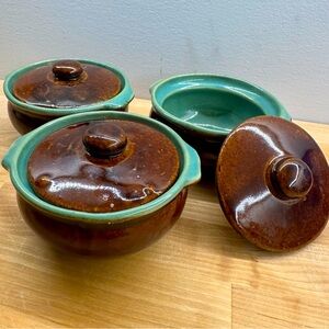 Three Vintage Pottery Soup Crocks